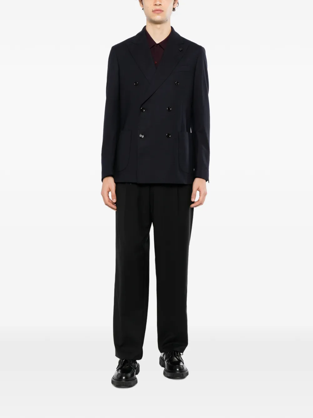 Lardini double-breasted peak-lapel blazer Blauw