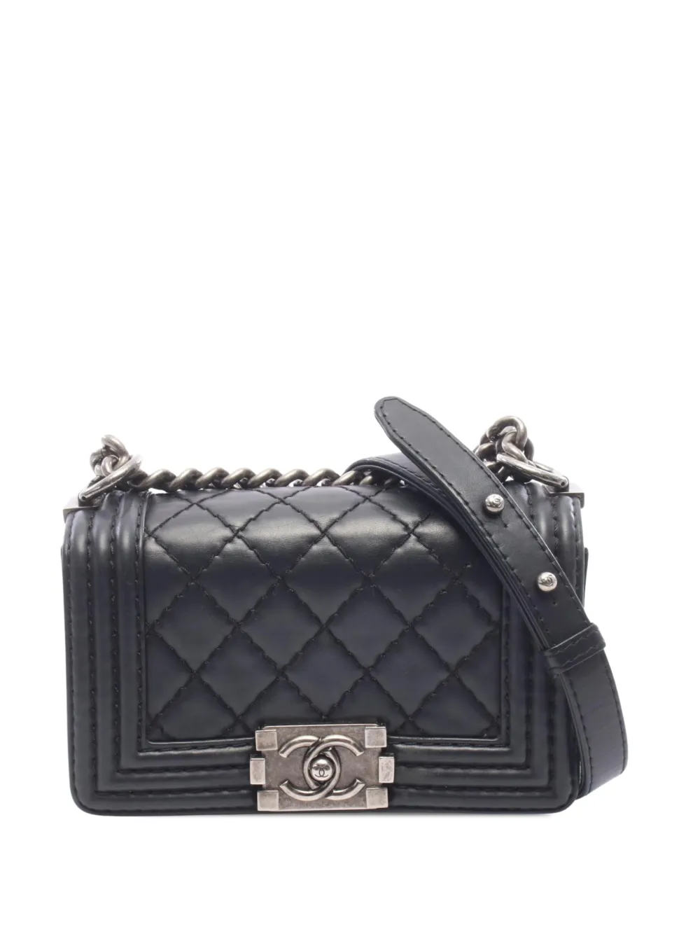CHANEL Pre-Owned 2011 Small Quilted Lambskin Wild Stitch Boy Flap shoulder bag - Black