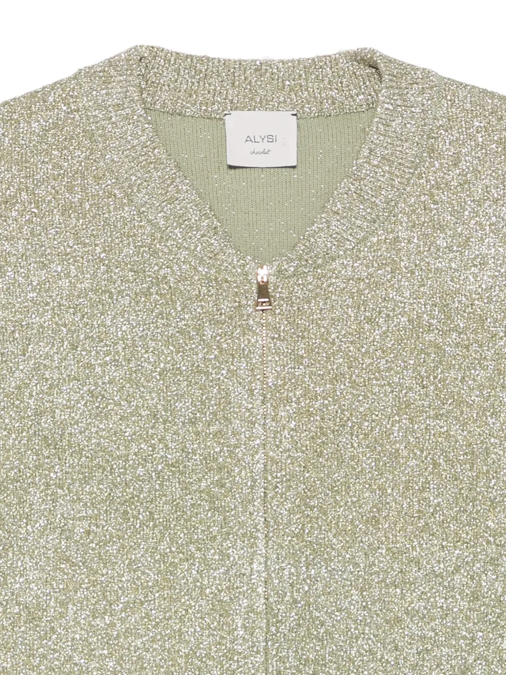 Alysi lurex-knit zip-up jacket Groen