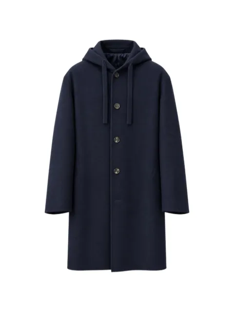 Lardini hooded button-fastening coat