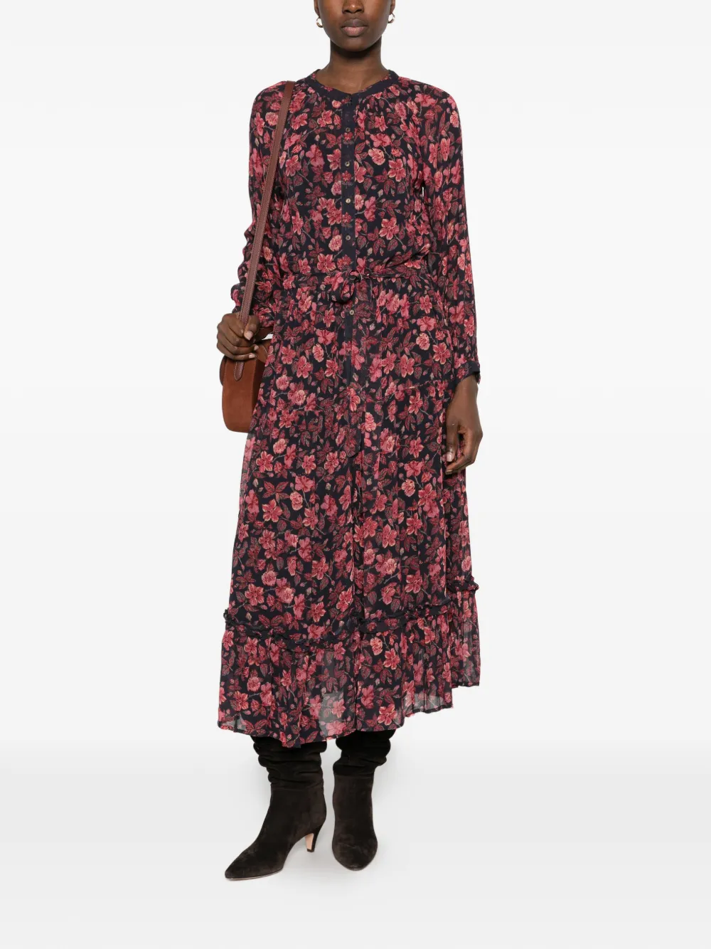 MAISON HOTEL Nila floral-print tiered maxi dress Roze