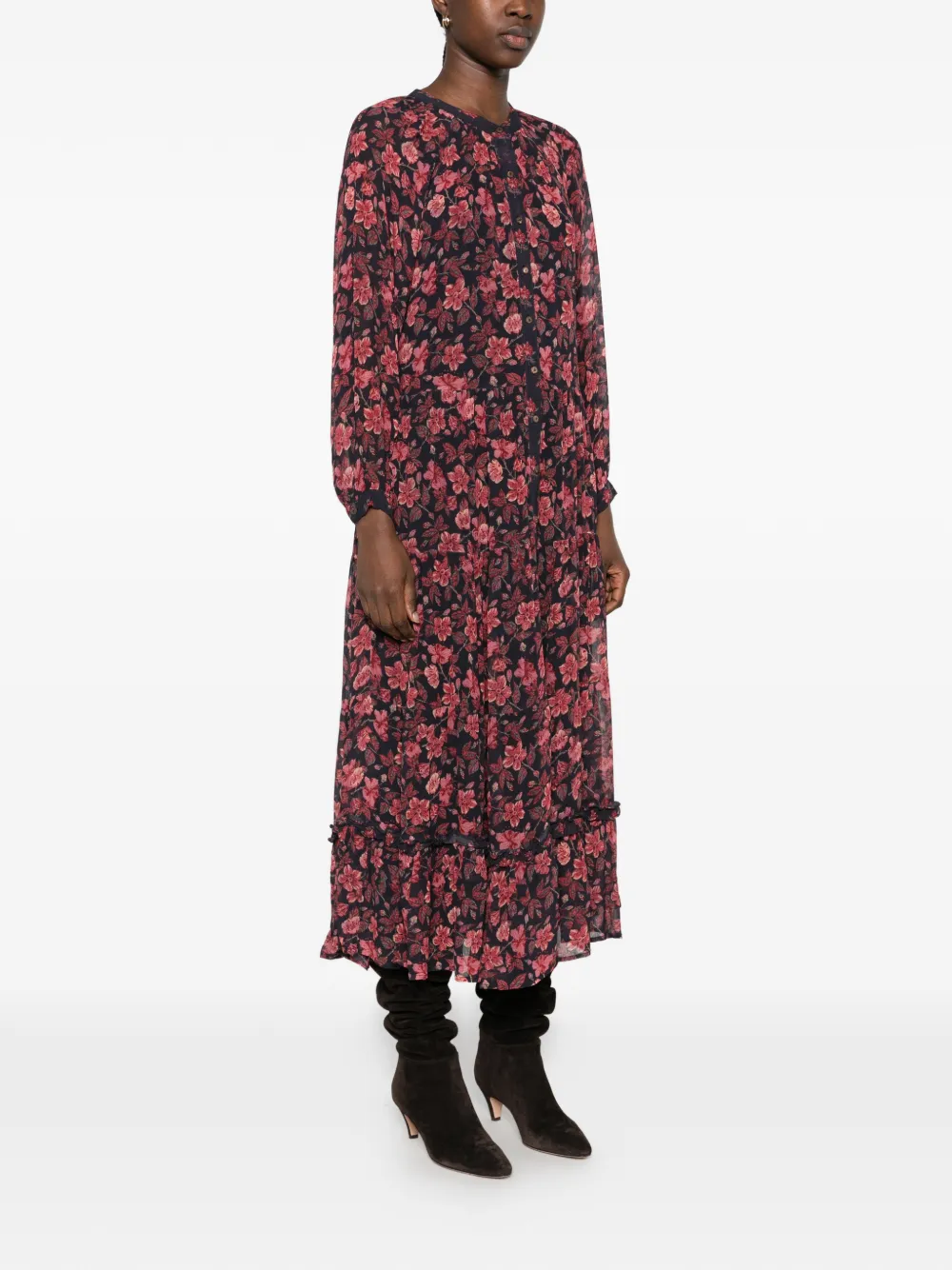 MAISON HOTEL Nila floral-print tiered maxi dress Roze