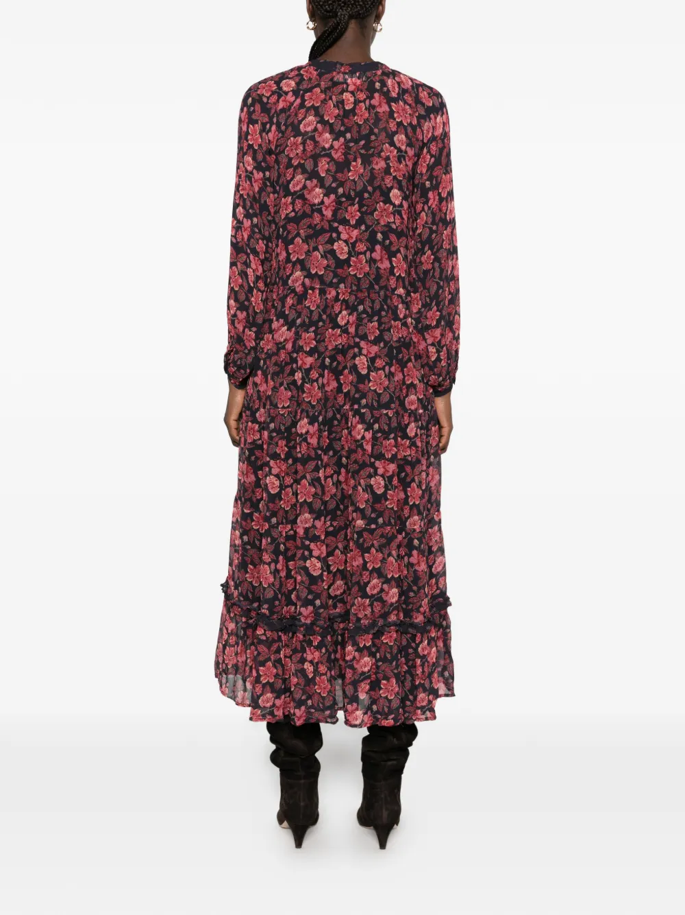 MAISON HOTEL Nila floral-print tiered maxi dress Roze