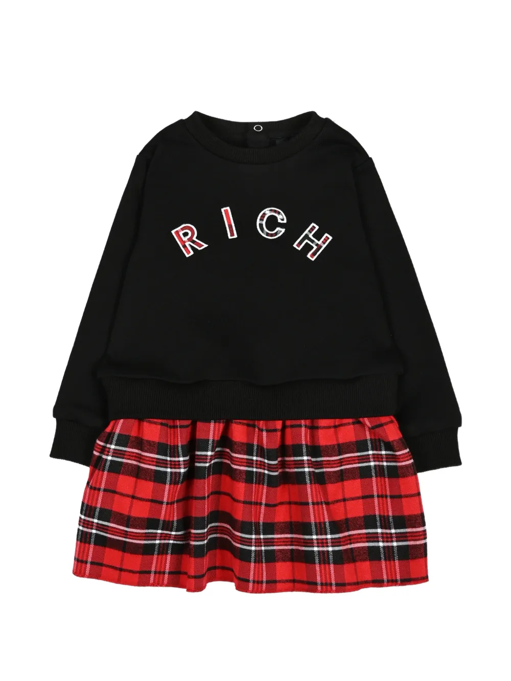 John Richmond Junior tartan-skirt logo-detail dress Zwart