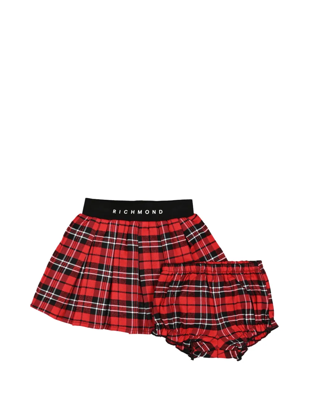 John Richmond Junior tartan-print pleated skirt Rood