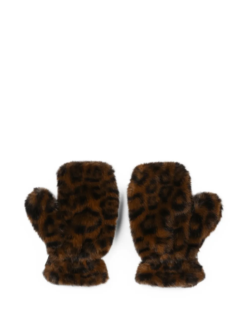 MC2 Saint Barth Kids leopard-print faux-fur mittens Bruin