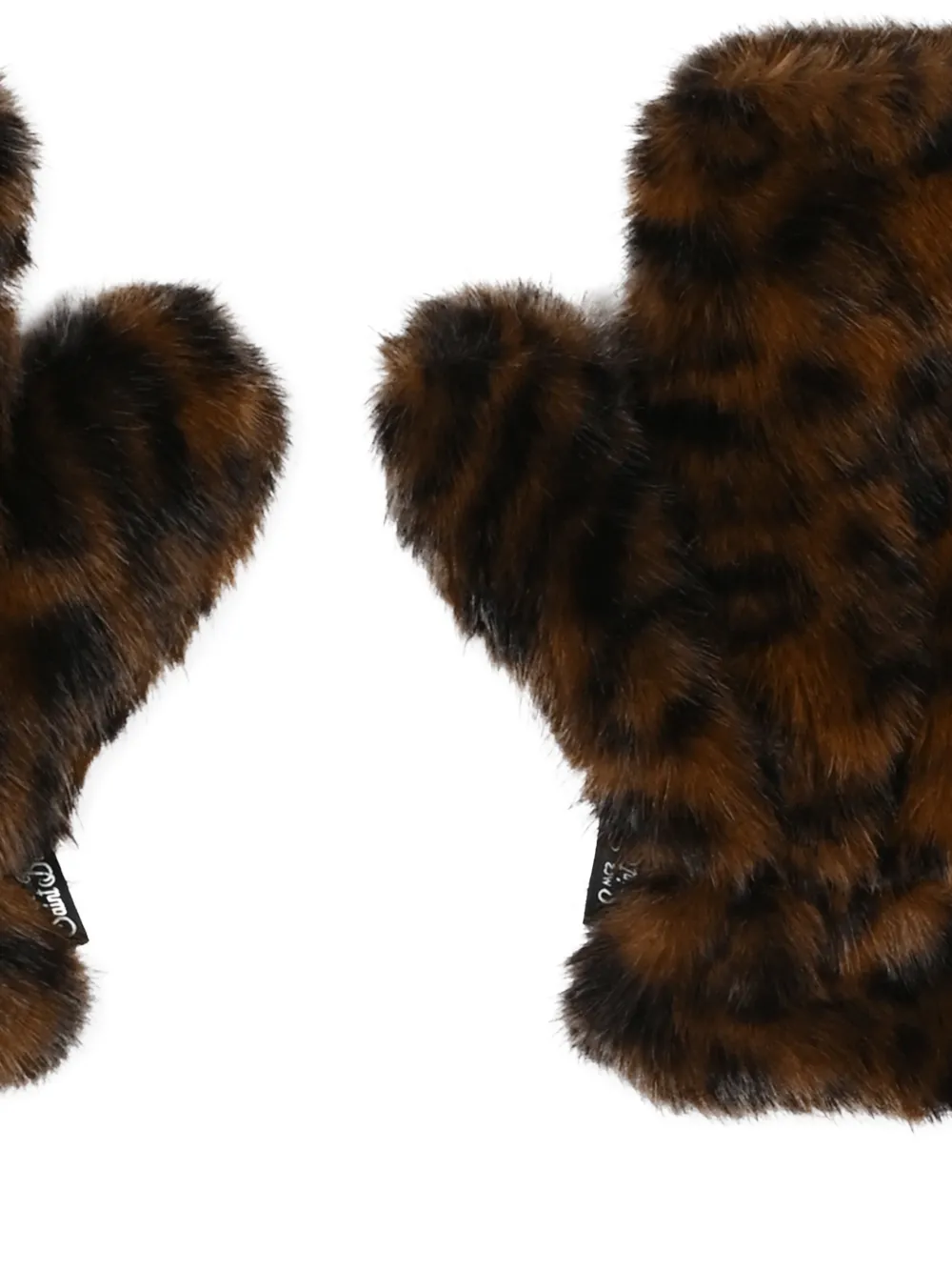 MC2 Saint Barth Kids leopard-print faux-fur mittens Bruin