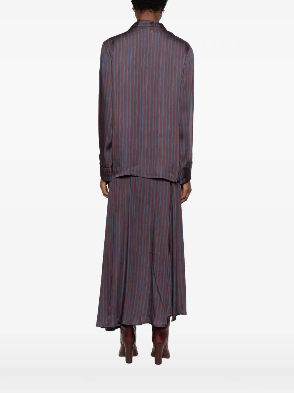 MAISON HOTEL striped long-sleeve shirt Bruin