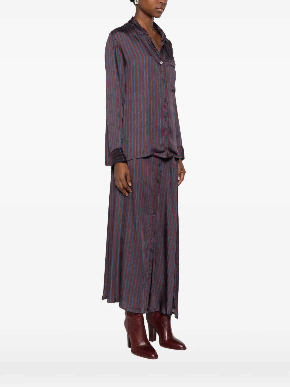 MAISON HOTEL striped long-sleeve shirt Bruin