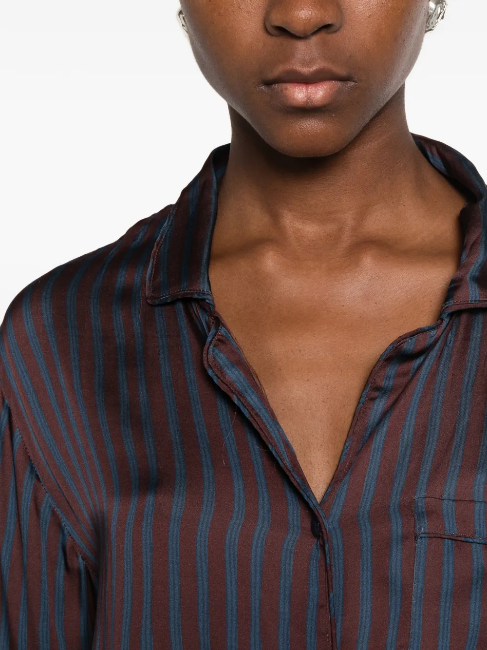 MAISON HOTEL striped long-sleeve shirt Bruin