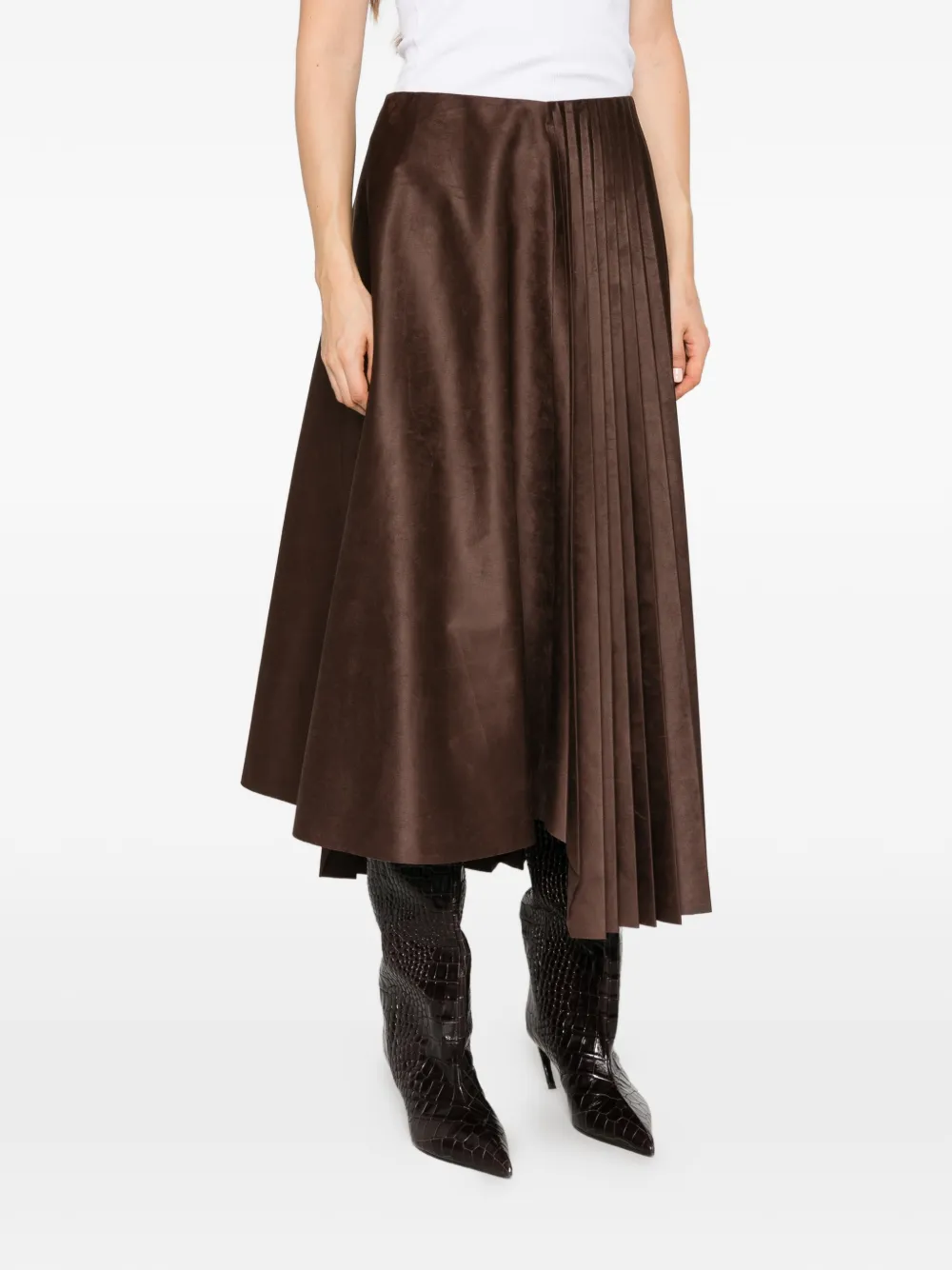 Su Asymmetrische plooirok Bruin