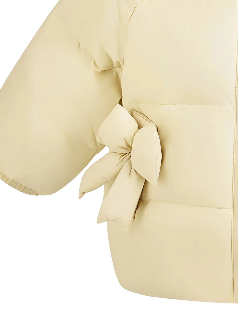 Mimi Tutu bow-detail puffer jacket Geel