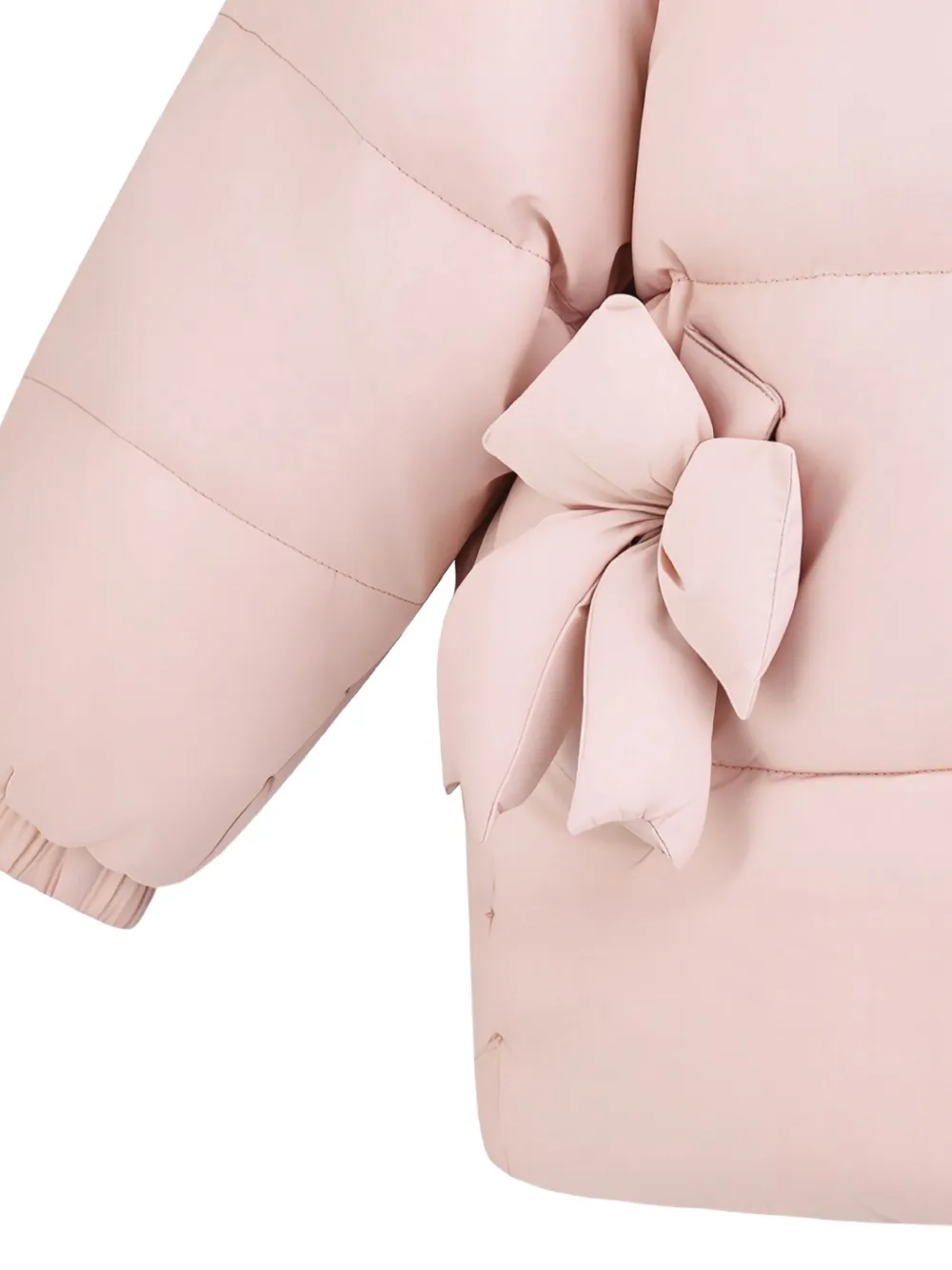Mimi Tutu bow-detail hooded puffer jacket Roze