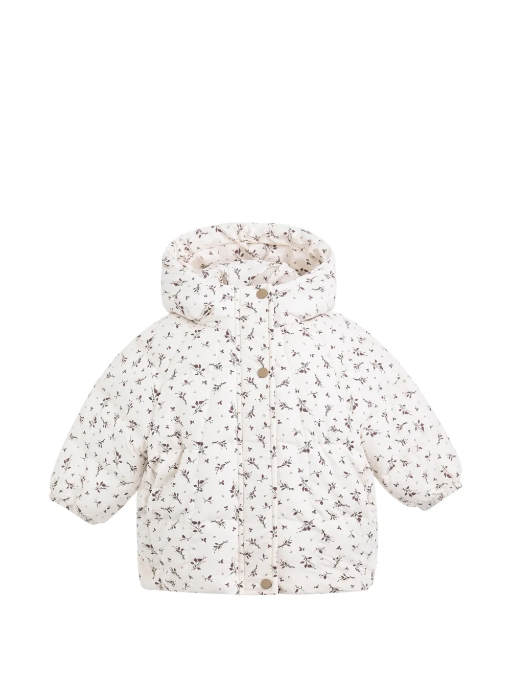 Mimi Tutu floral-print hooded jacket & mitten set - Tons neutres Mimi Tutu floral-print hooded jacket & mitten set - Tons neutres