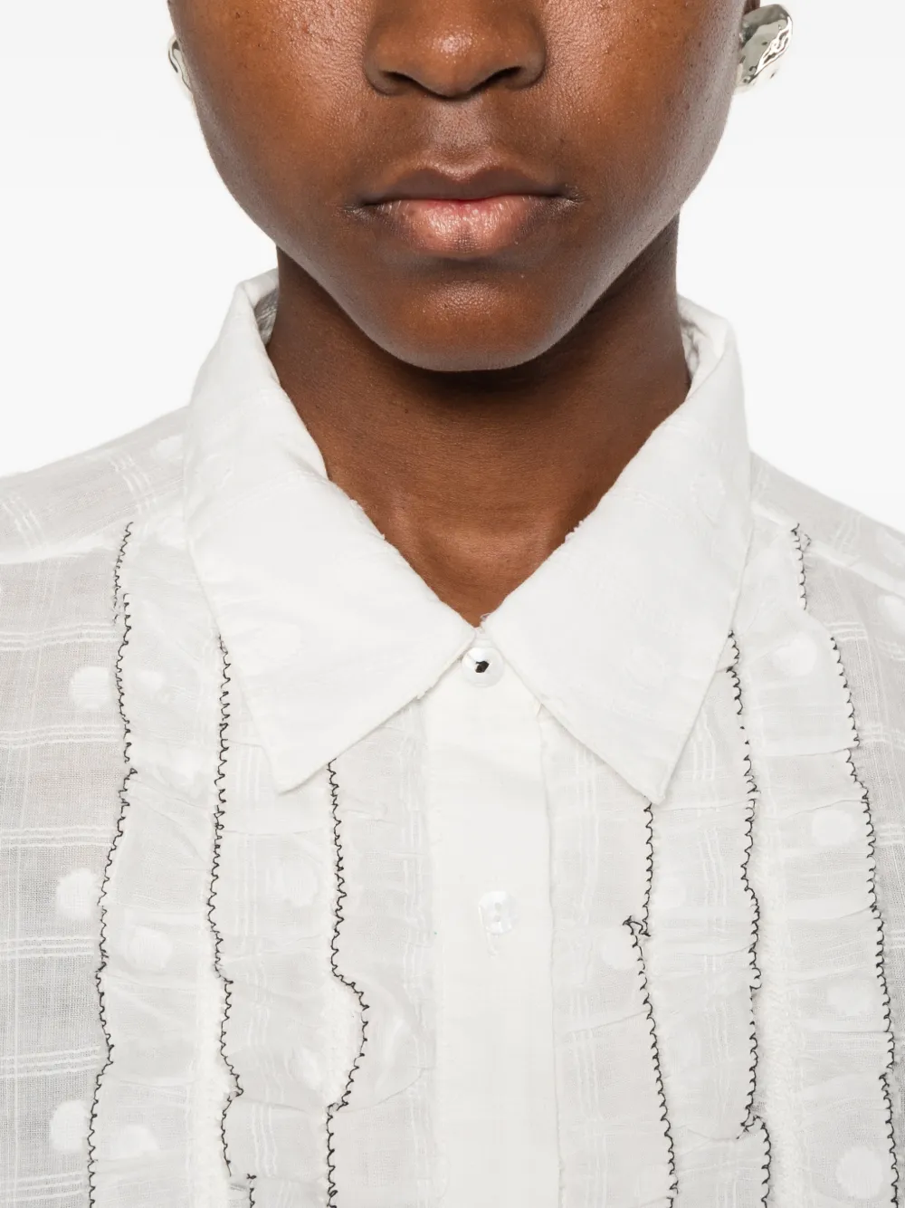 MAISON HOTEL ruffled shirt Wit