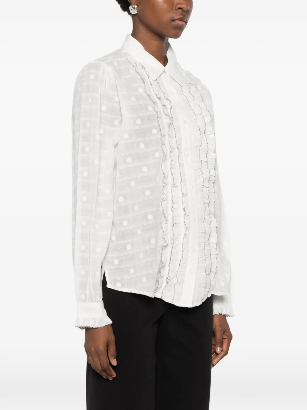 MAISON HOTEL ruffled shirt Wit
