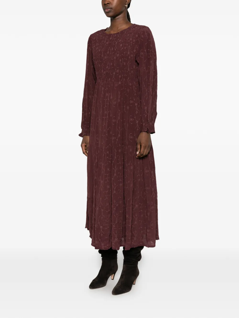 MAISON HOTEL embroidered maxi dress Rood