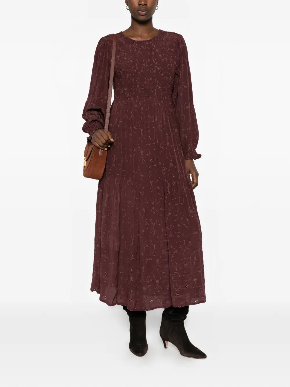 MAISON HOTEL embroidered maxi dress Rood