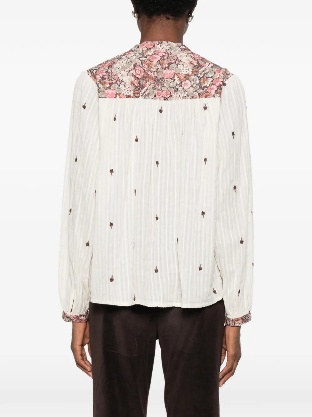MAISON HOTEL Marie floral-print embroidered blouse Wit