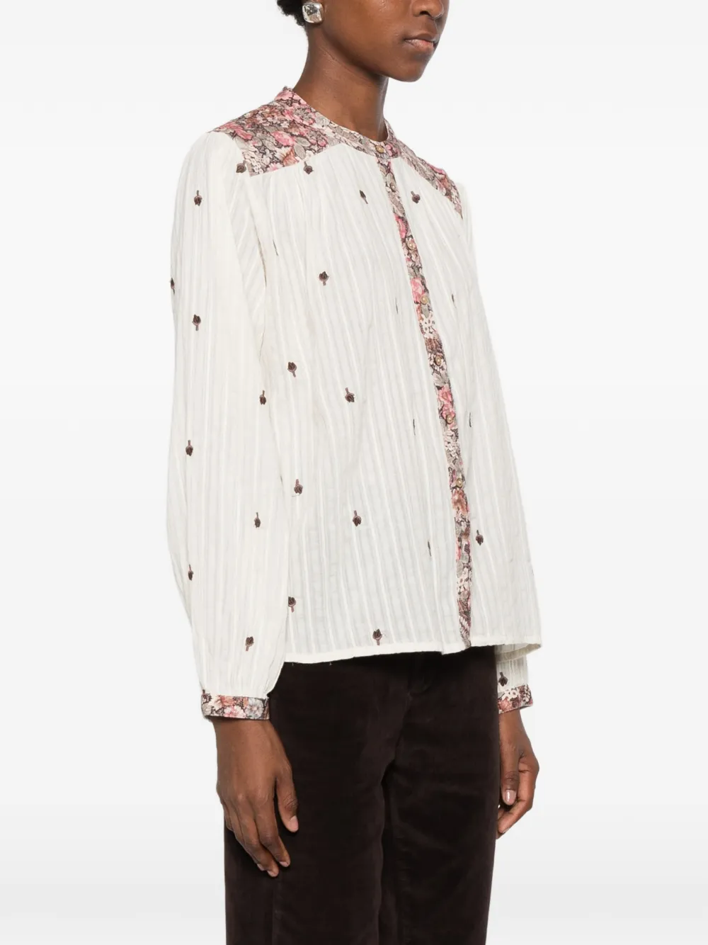 MAISON HOTEL Marie floral-print embroidered blouse Wit