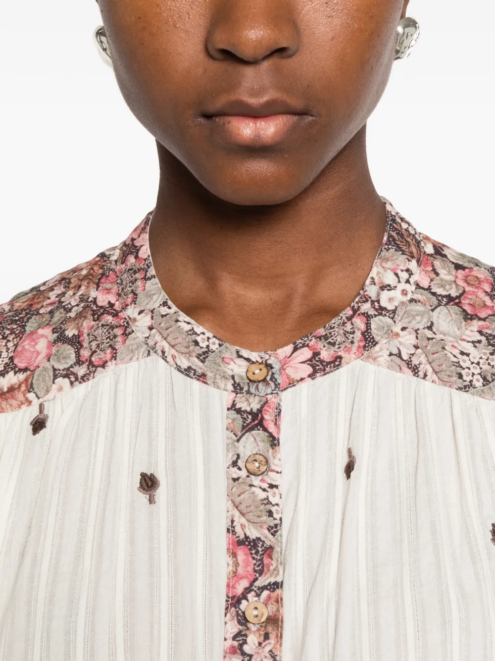 MAISON HOTEL Marie floral-print embroidered blouse Wit