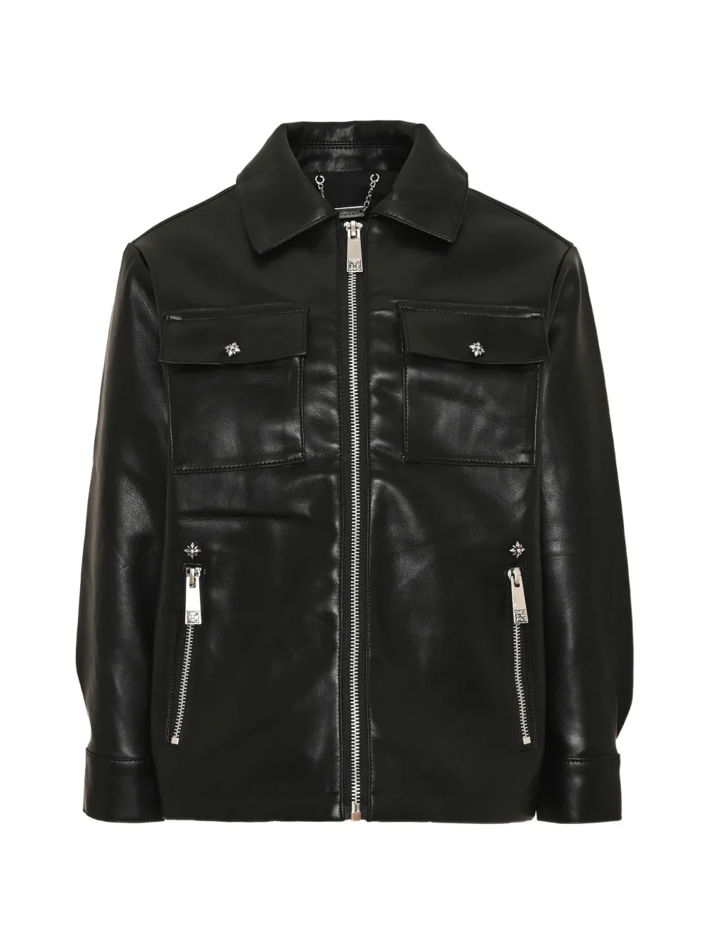 John Richmond Junior logo-embroidered zip-up jacket - Schwarz