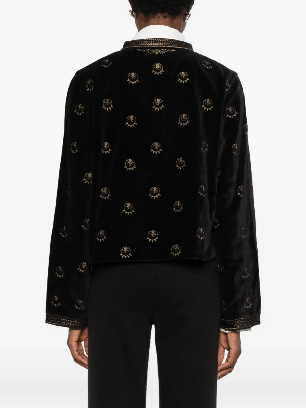 MAISON HOTEL embroidered velvet jacket Zwart