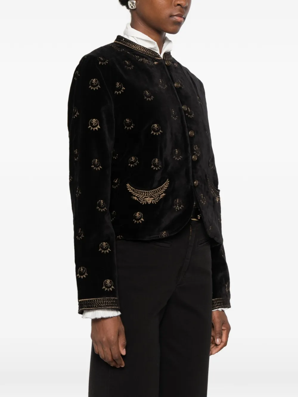 MAISON HOTEL embroidered velvet jacket Zwart
