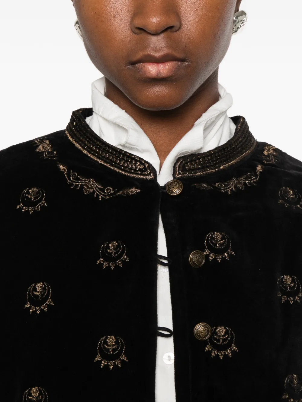 MAISON HOTEL embroidered velvet jacket Zwart