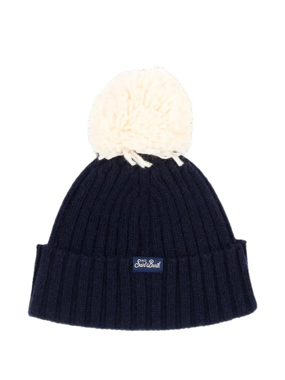MC2 Saint Barth Kids pom-pom embroidered beanie hat Blauw