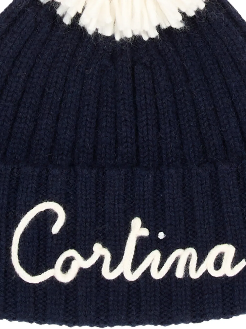 MC2 Saint Barth Kids pom-pom embroidered beanie hat Blauw