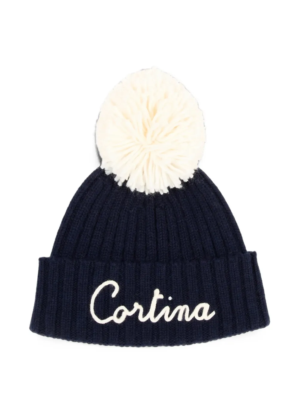 MC2 Saint Barth Kids pom-pom embroidered beanie hat Blauw