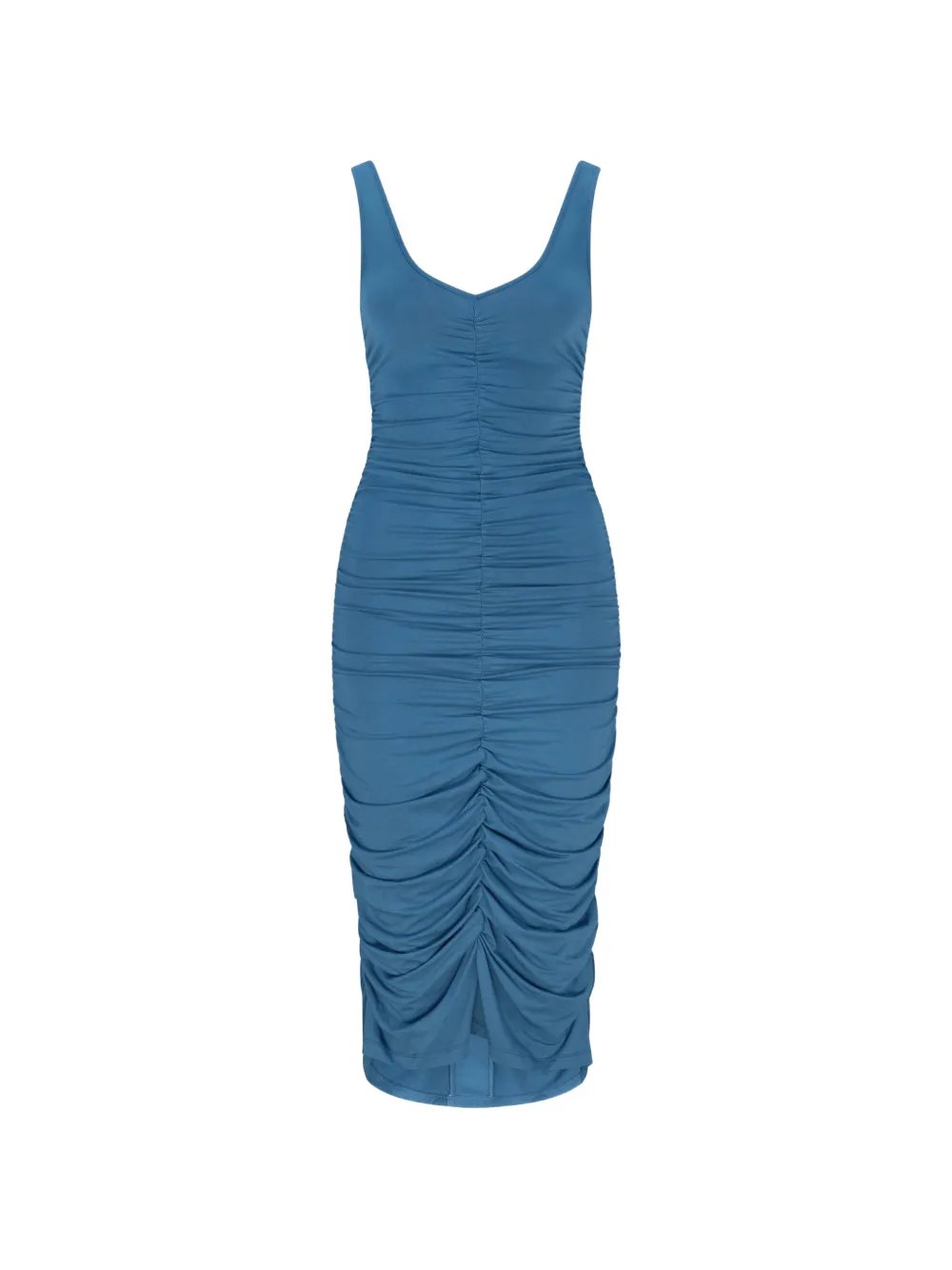LIZ SKORSIS robe mi-longue Olera à détail froncé - Bleu