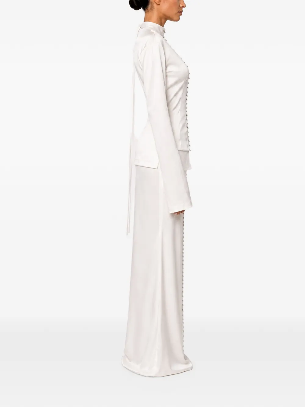 TANIA ORELLANA Cascade blouse met ringdetail Wit