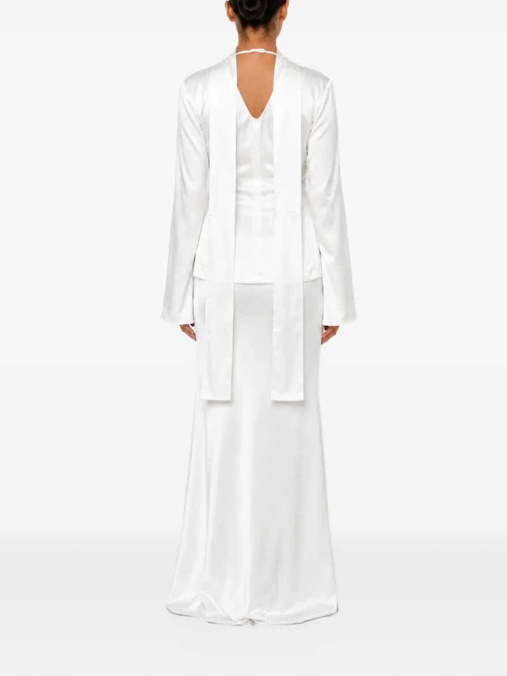 TANIA ORELLANA Cascade blouse met ringdetail Wit