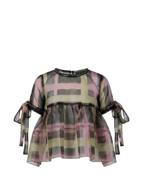 PAPER DOLLS plaid-print organza blouse