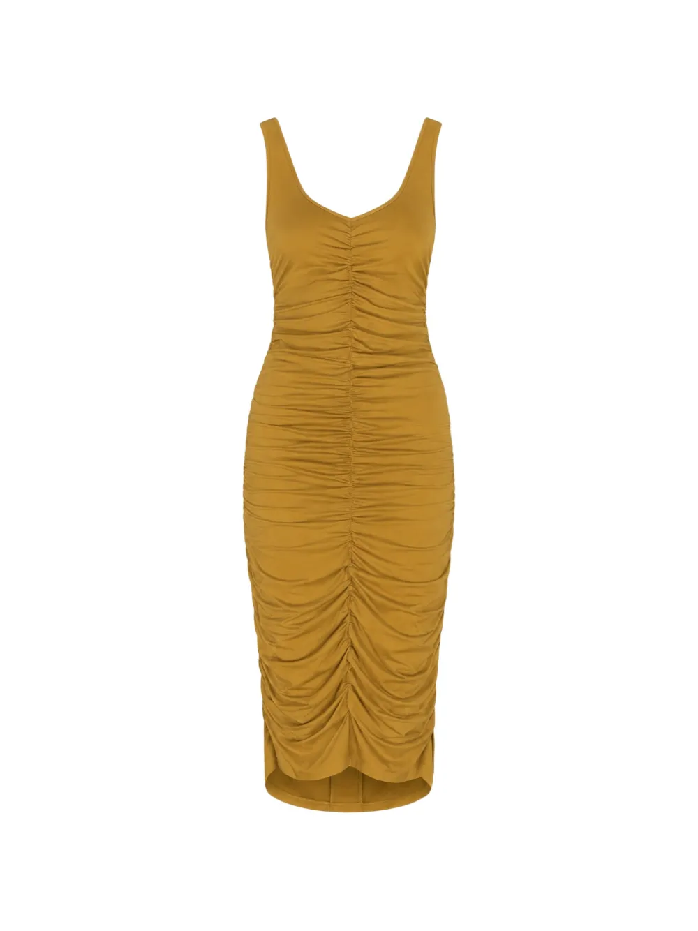 LIZ SKORSIS Olera ruched-detail midi dress - Giallo