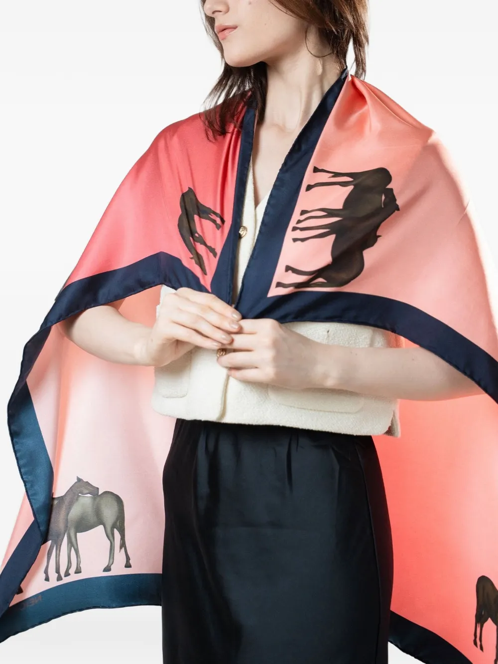 NEIGHTIV Under the Pink equestrian-print scarf - Rosa