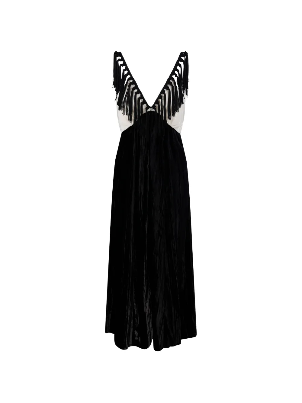 Forte fringe-trimmed dress Zwart