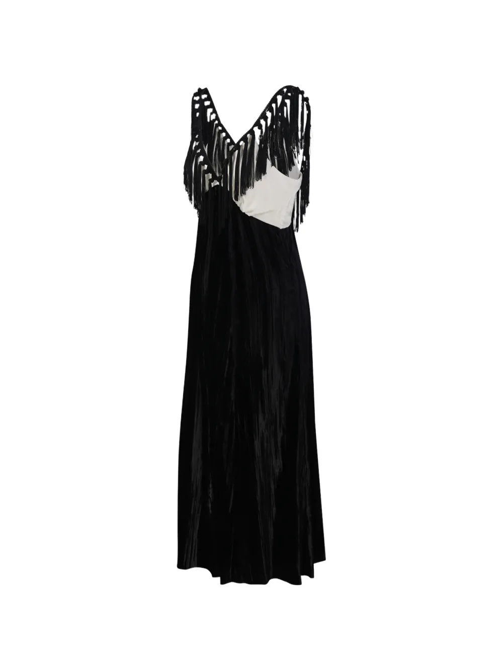 Forte fringe-trimmed dress Zwart