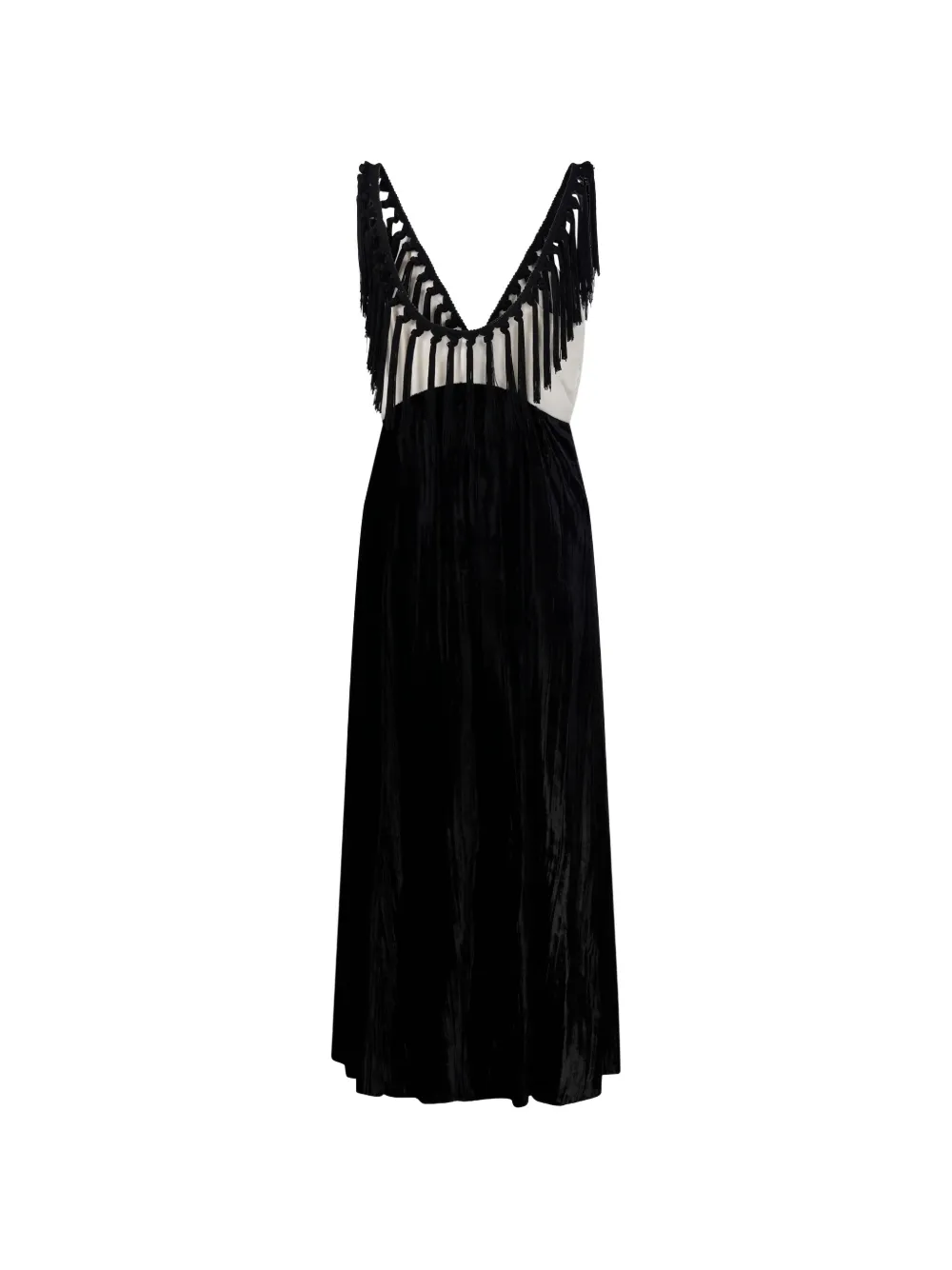Forte fringe-trimmed dress Zwart