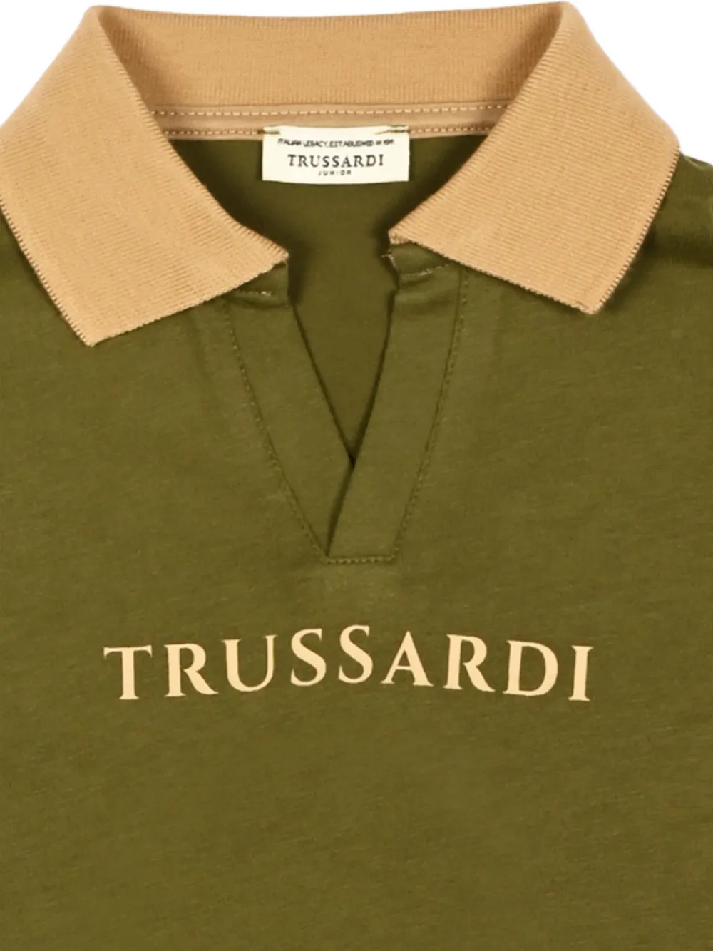 TRUSSARDI JUNIOR logo-print long-sleeved polo shirt Groen