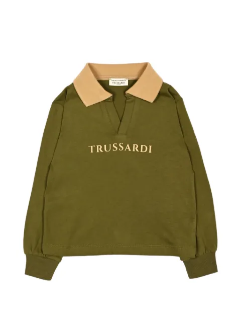 TRUSSARDI JUNIOR logo-print long-sleeved polo shirt