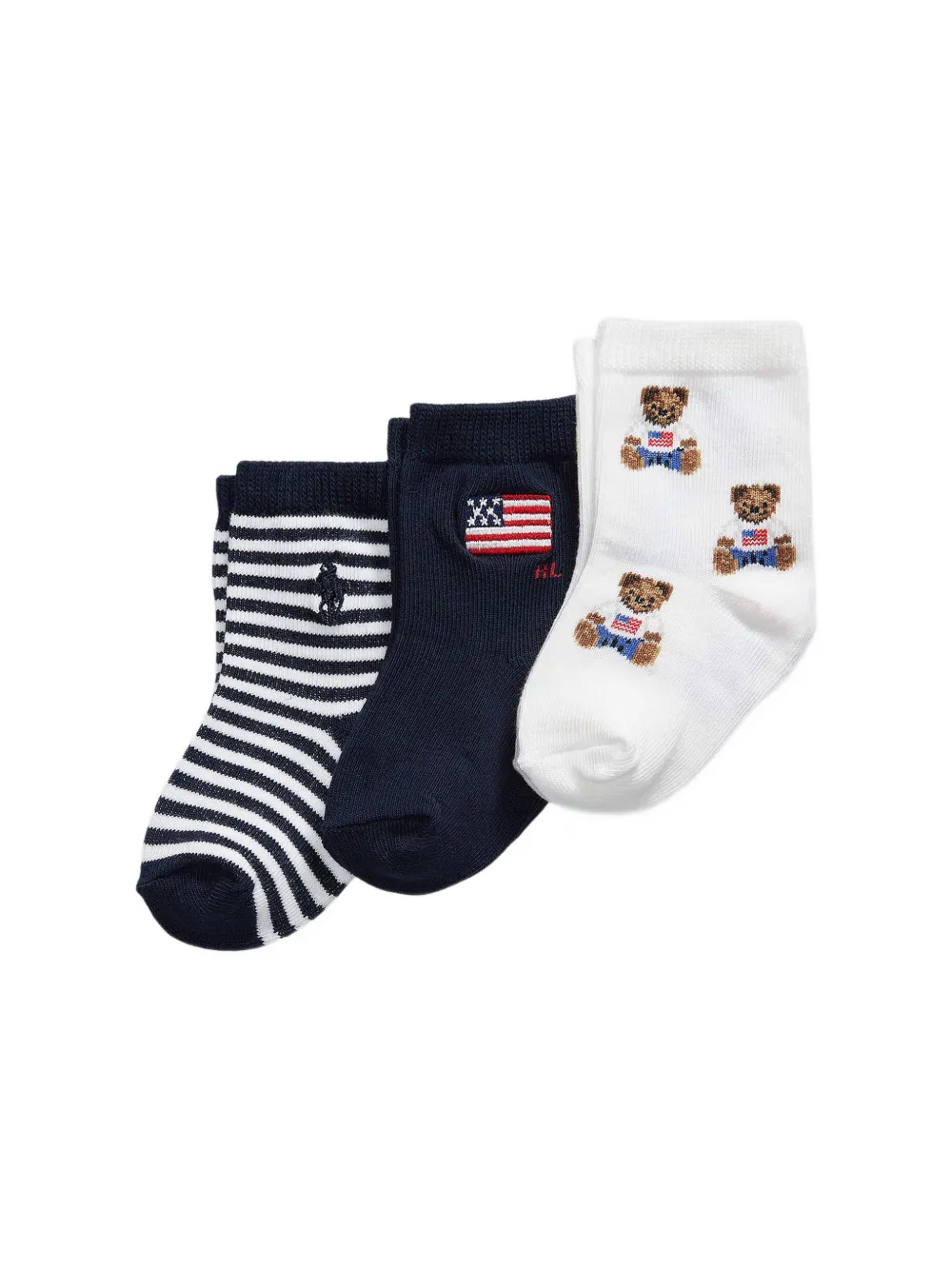 POLO RALPH LAUREN KIDS Polo Bear crew sock 3-pack set Blauw