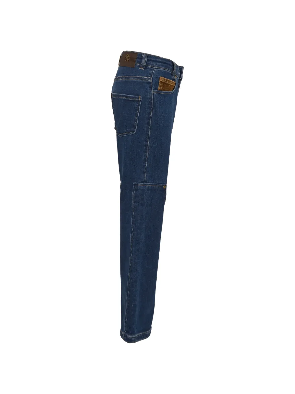 Roberto Cavalli Junior panelled corduroy-trim jeans Blauw