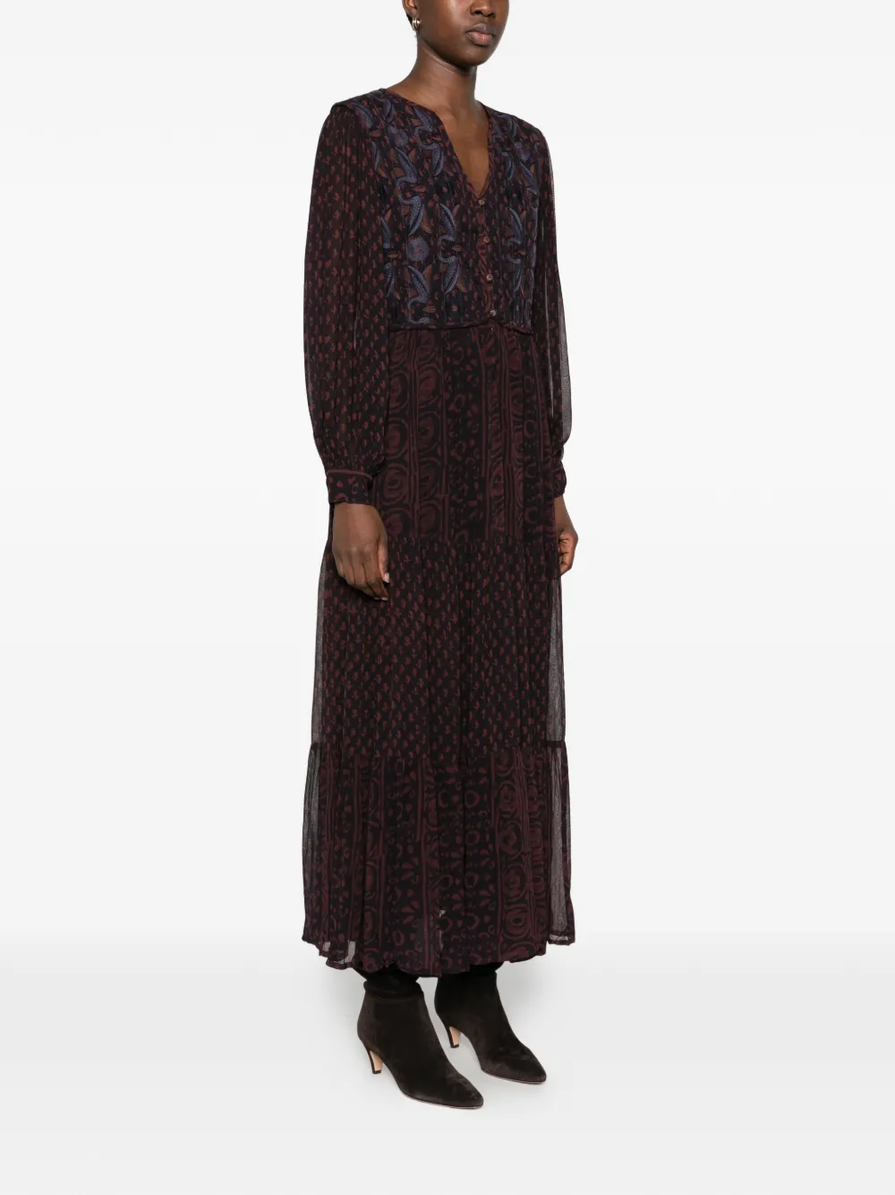 MAISON HOTEL embroidered maxi dress Rood