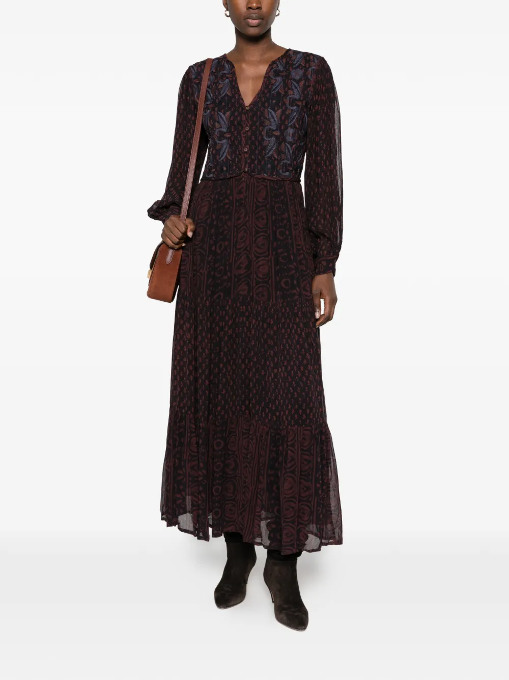 MAISON HOTEL embroidered maxi dress Rood