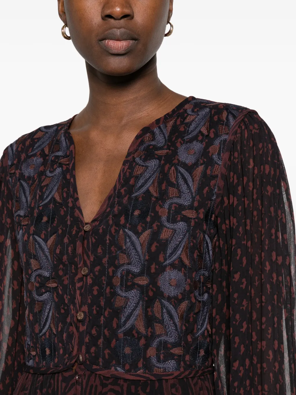 MAISON HOTEL embroidered maxi dress Rood
