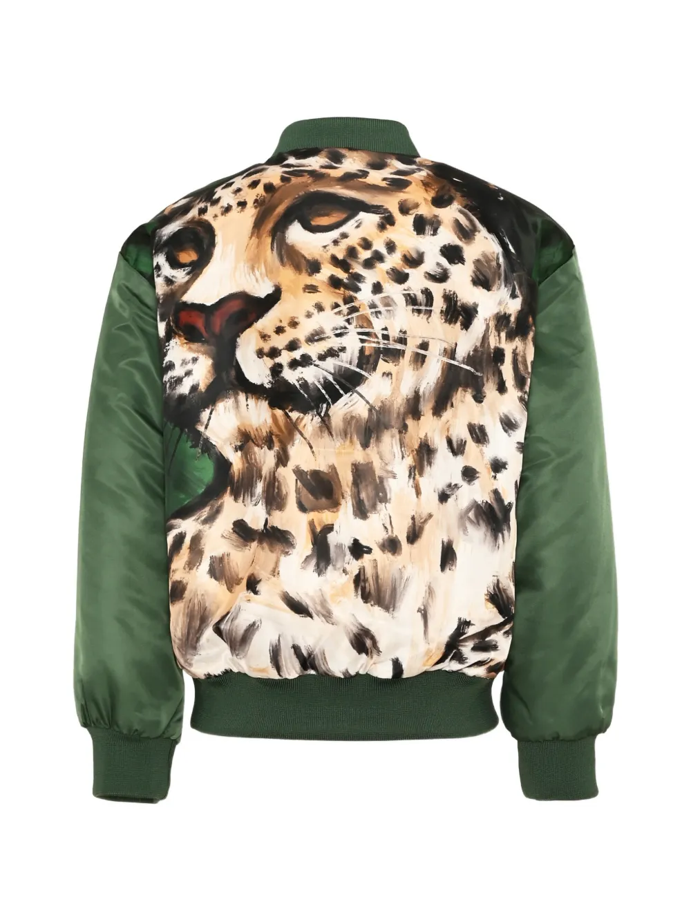 Roberto Cavalli Junior leopard-print bomber jacket Groen