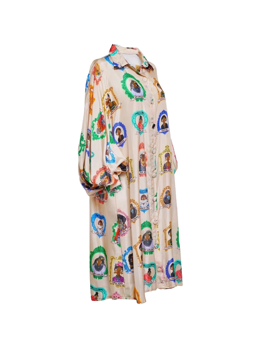 a.nty story Midi-jurk met ballonmouwen Beige